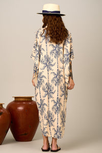 Beige Long Shirt Yacamim N10 Palm Tree Print