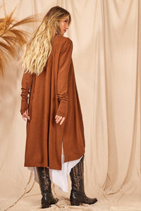 Yacamim Brown Cardigan with Tight Cuffs and Thumbholes
