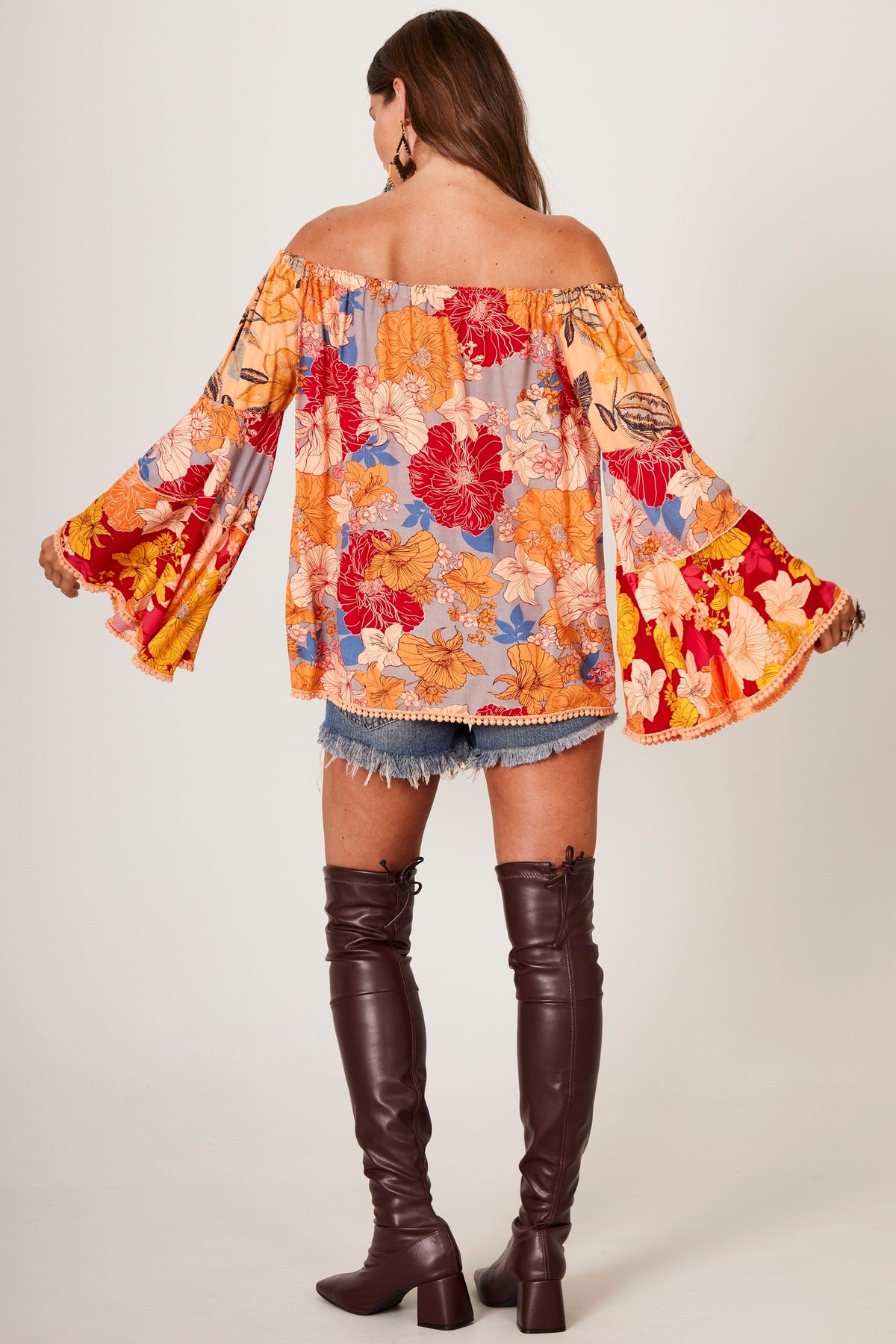 Yacamim B3 Orange Gypsy Patchwork Blouse