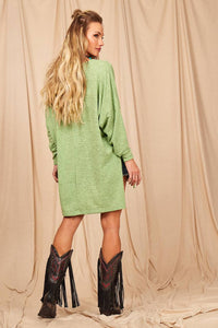 Yacamim Green Long Blouse with Side Cutouts