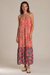 Vestido Midi De Alças Reguláveis Rosa Patchwork Yacamim E5