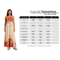 Vestido Longo Frente Única Bege Floral Com Borboletas Yacamim E6