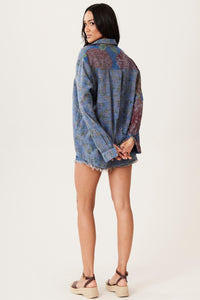 Tiradentes Dark Blue Embroidered Printed Yacamim Shirt A22