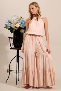 Yacamim O1 Beige Loose Pantaloon Jumpsuit with Drawstring Tunnel