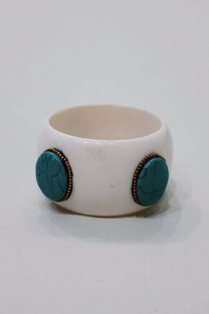 Wide Ceramic Bracelet with Yacamim Stones #756