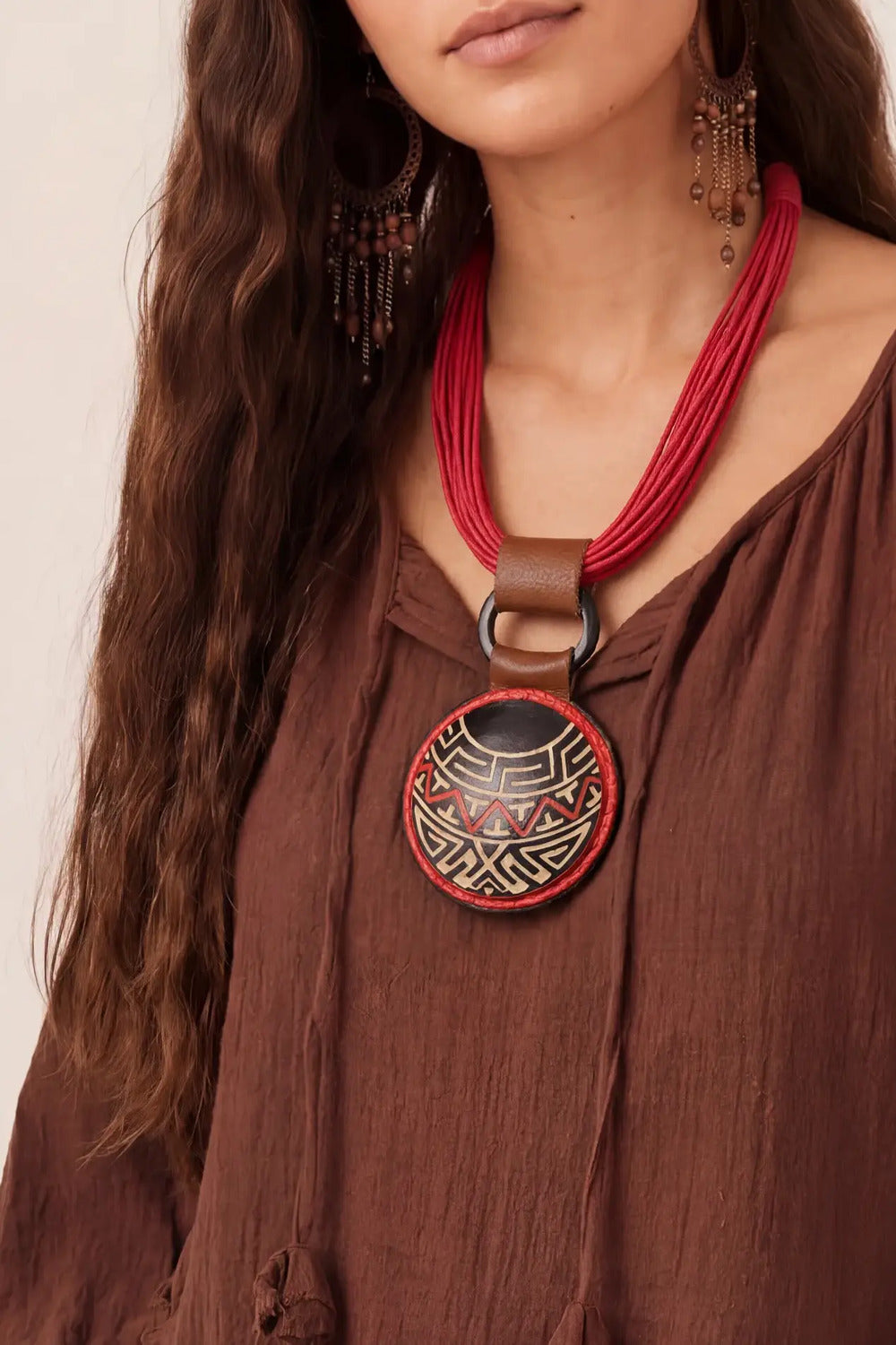Yacamim Handmade Marajoara Red Necklace #1094