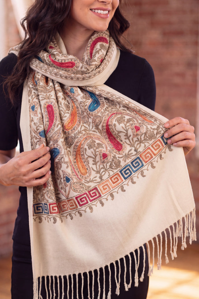 Yacamim Beige Cashmere Scarf