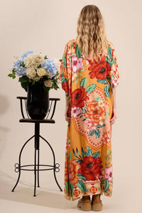 Yacamim J1 Wide Orange Printed Kaftan