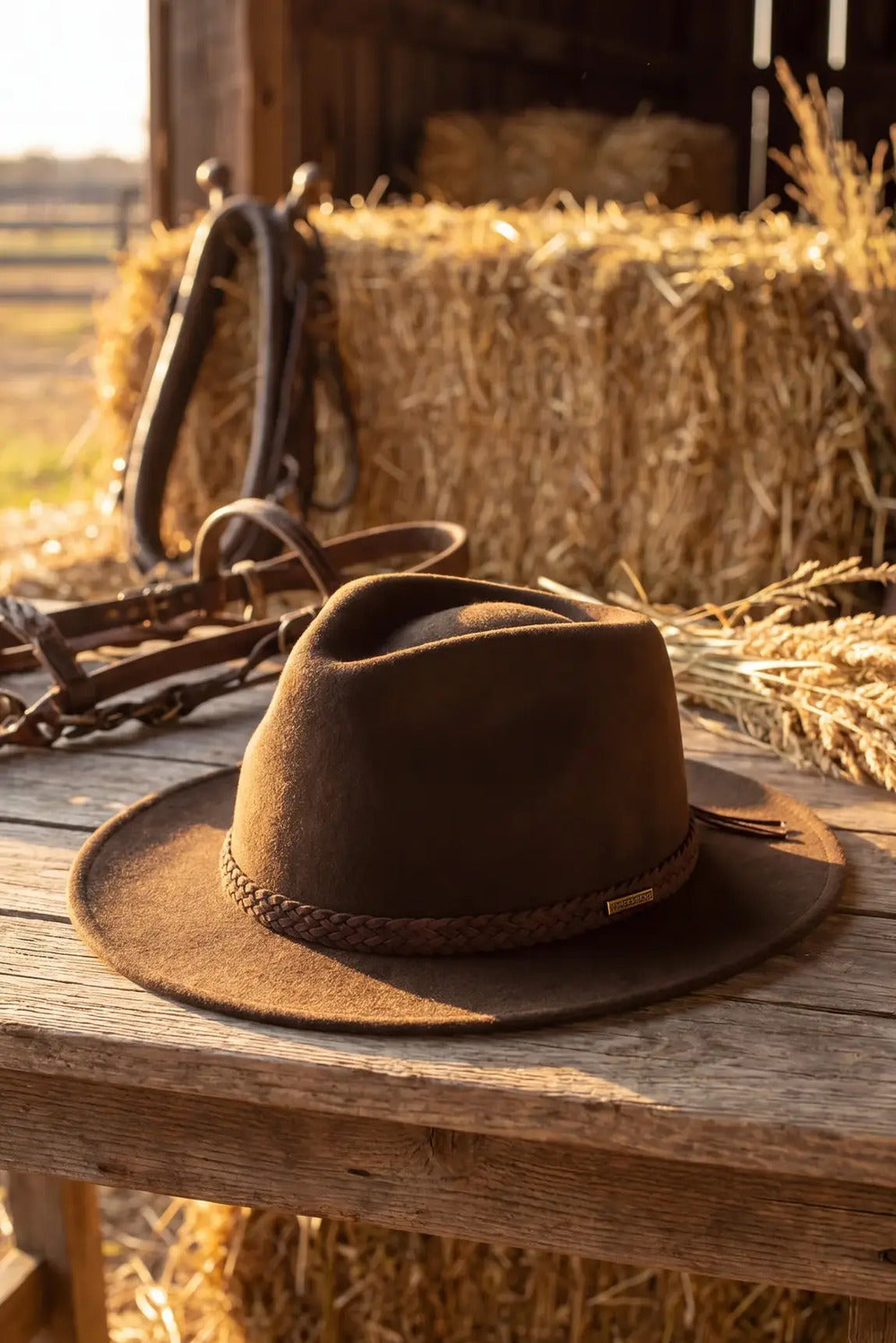 Yacamim Brown Braided Band Felt Hat #1105