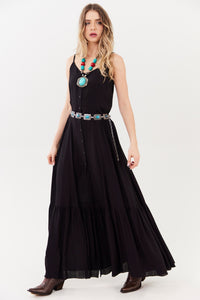 Yacamim Black Long Dress with Adjustable Straps C2