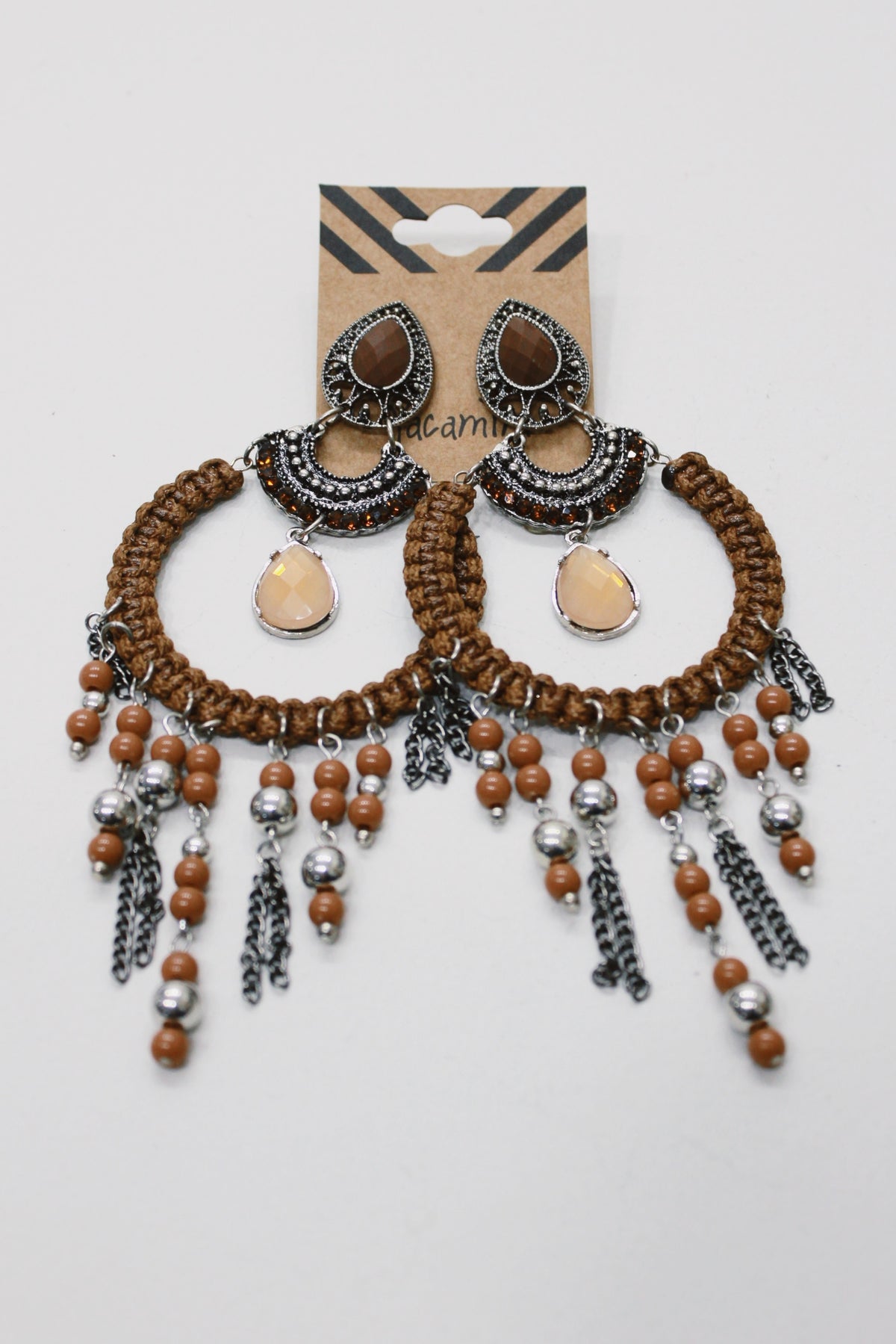 Handmade Brown Beaded Earring Yacamim #682