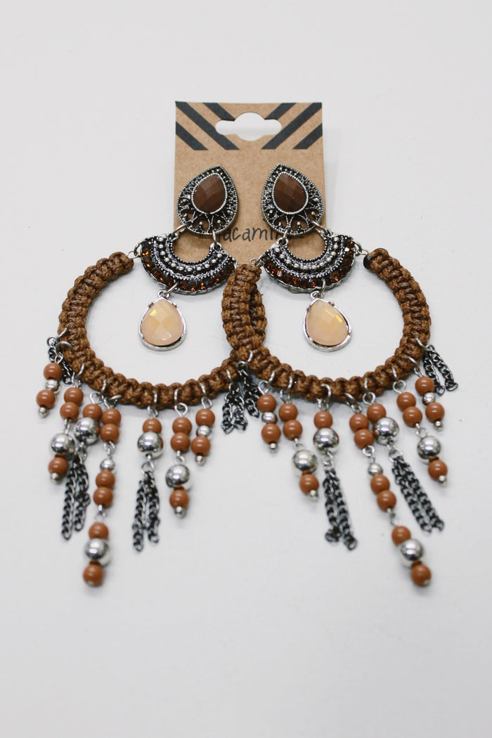 Handmade Brown Beaded Earring Yacamim #682