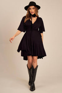 Yacamim Black Wrap Mini Dress
