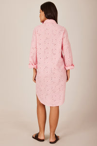 Yacamim Women's Pink Broderie Classic Long Shirt N1