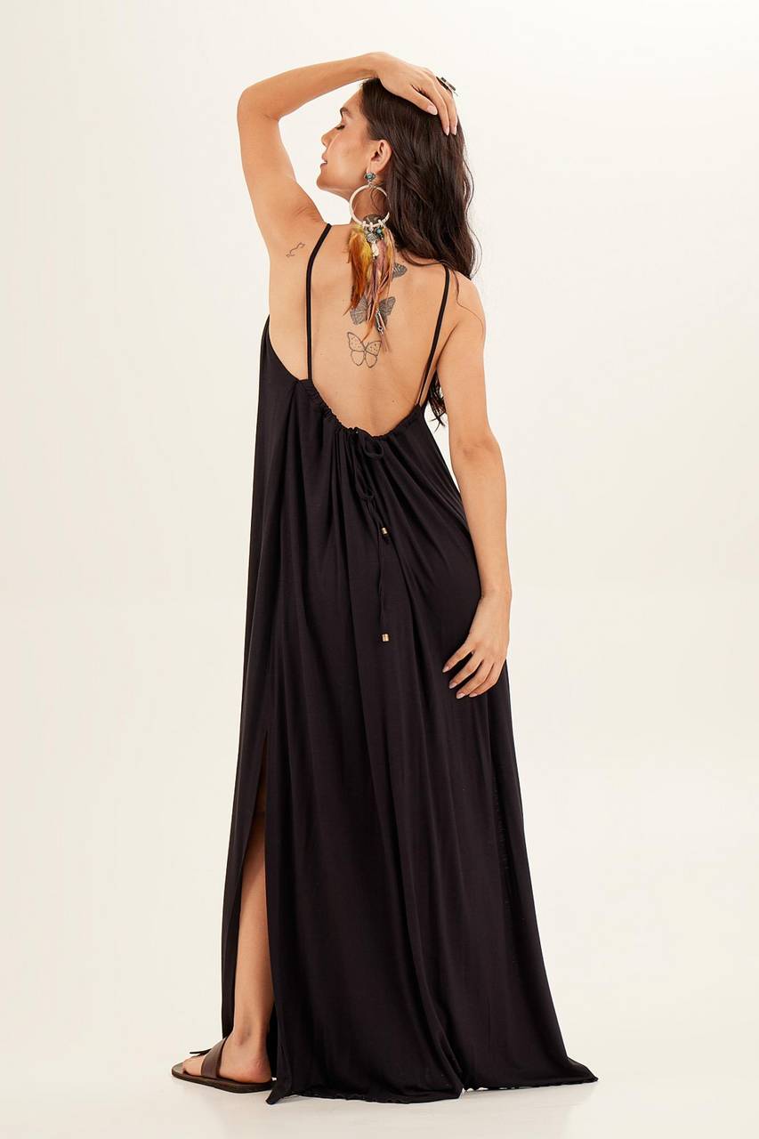 Yacamim Black Halterneck Maxi Dress