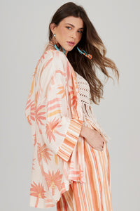 Yacamim I9 Short Rosé Palm Tree Print Kimono