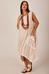 Yacamim C17 Beige Plaid Midi Tank Dress