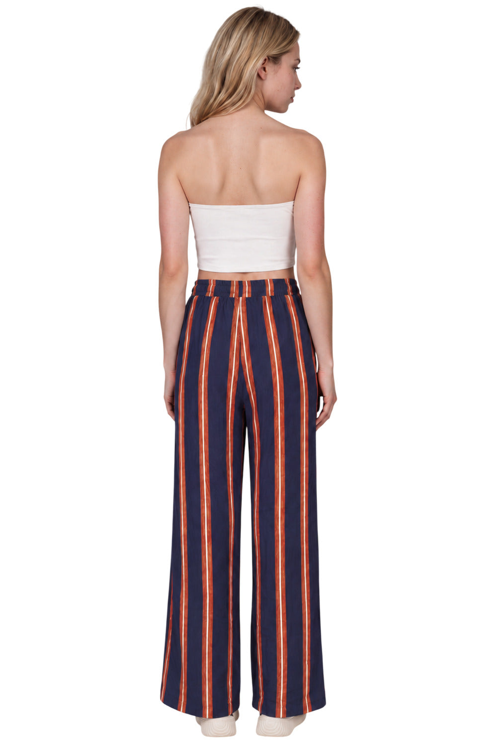 Calça Pantalona Azul Marinho E Vermelha Listrada Yacamim S6