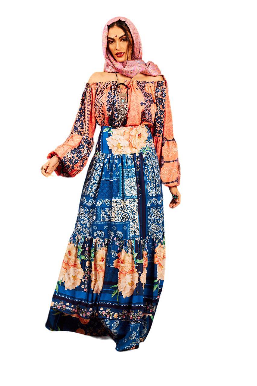 Yacamim Salmon Puff Long Sleeve Gypsy Blouse