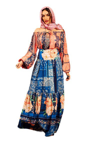 Yacamim Salmon Puff Long Sleeve Gypsy Blouse