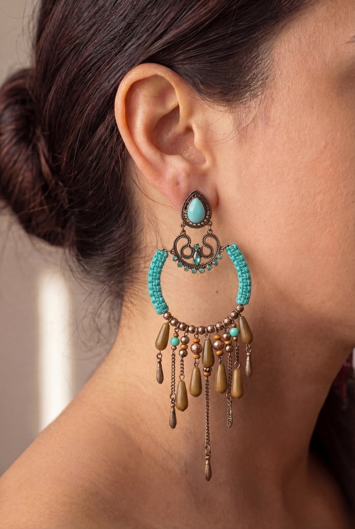 Yacamim Brown Beaded Handmade Earring #944
