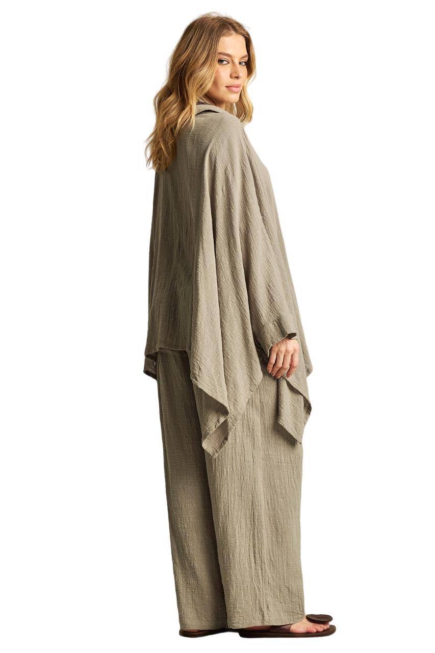 Yacamim Green Wide Leg Pants With Drawstring