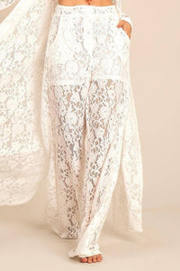 Yacamim A7 White Lace Flare Pants