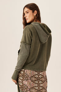 Blusa De Moletom Com Capuz Bolso Canguru Verde Yacamim T3