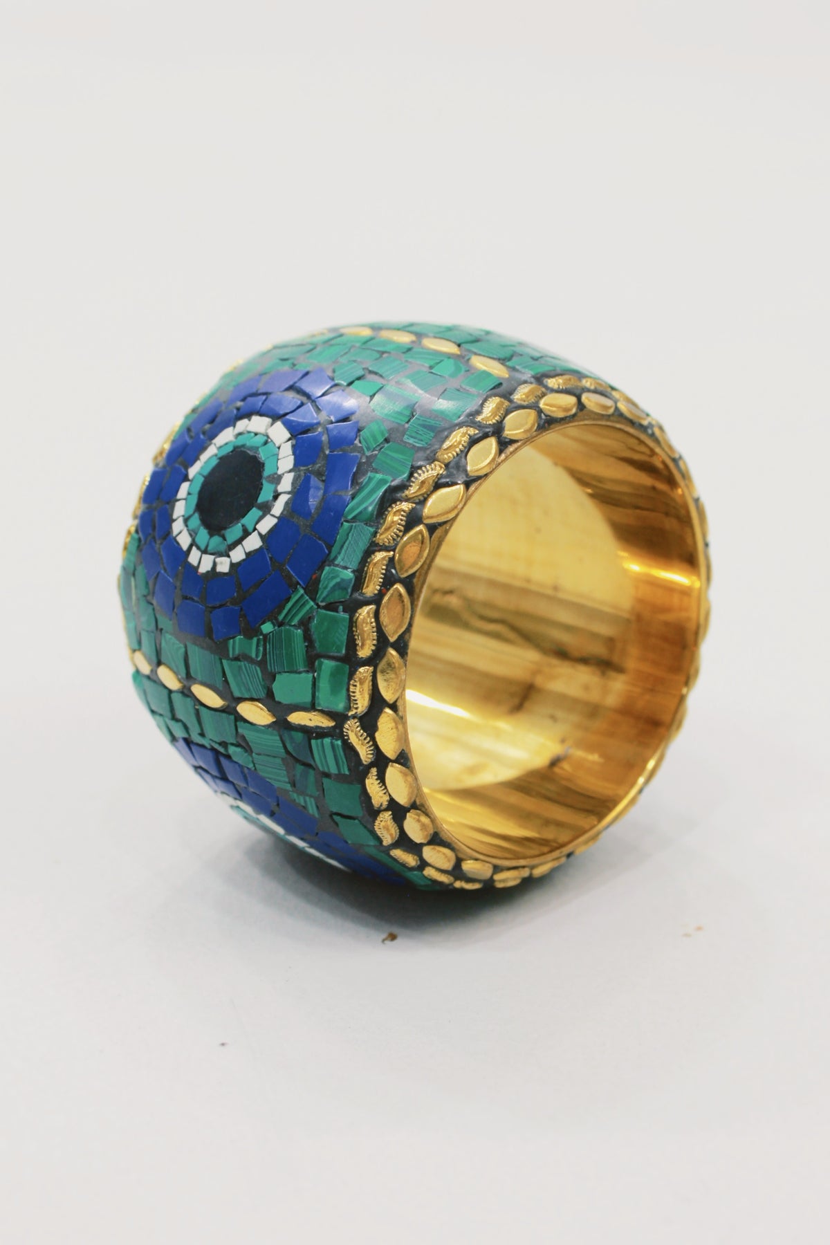 Yacamim Wide Metal Bracelet with Stones #574