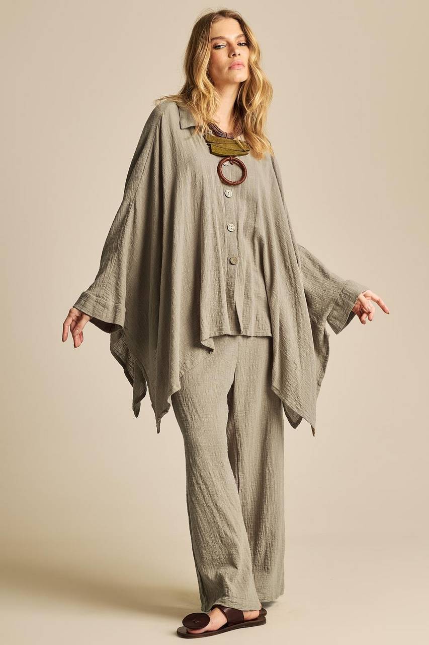 Yacamim Green Wide Leg Pants With Drawstring