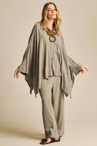 Yacamim Green Wide Leg Pants With Drawstring