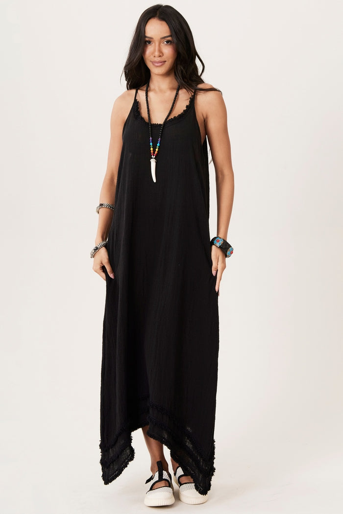 Yacamim E6 Marrakesh Black Gauze Midi Dress