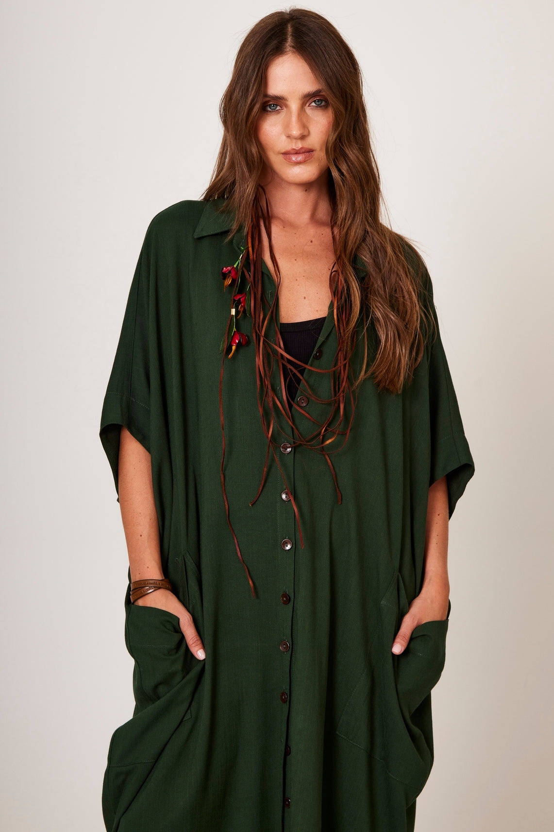 Dark Green Yacamim Long Shirt N8