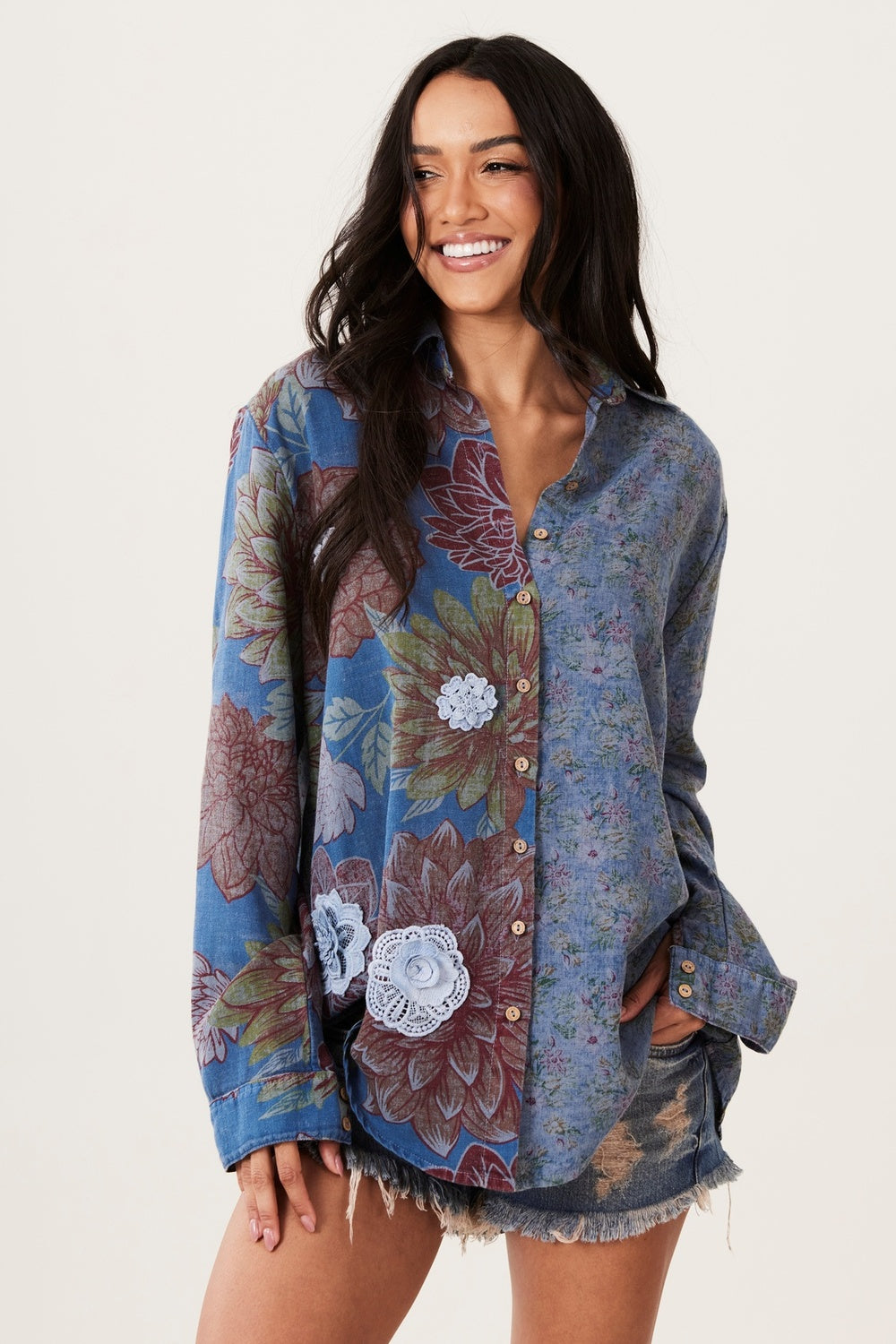 Tiradentes Dark Blue Embroidered Printed Yacamim Shirt A22