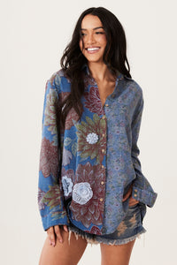 Tiradentes Dark Blue Embroidered Printed Yacamim Shirt A22