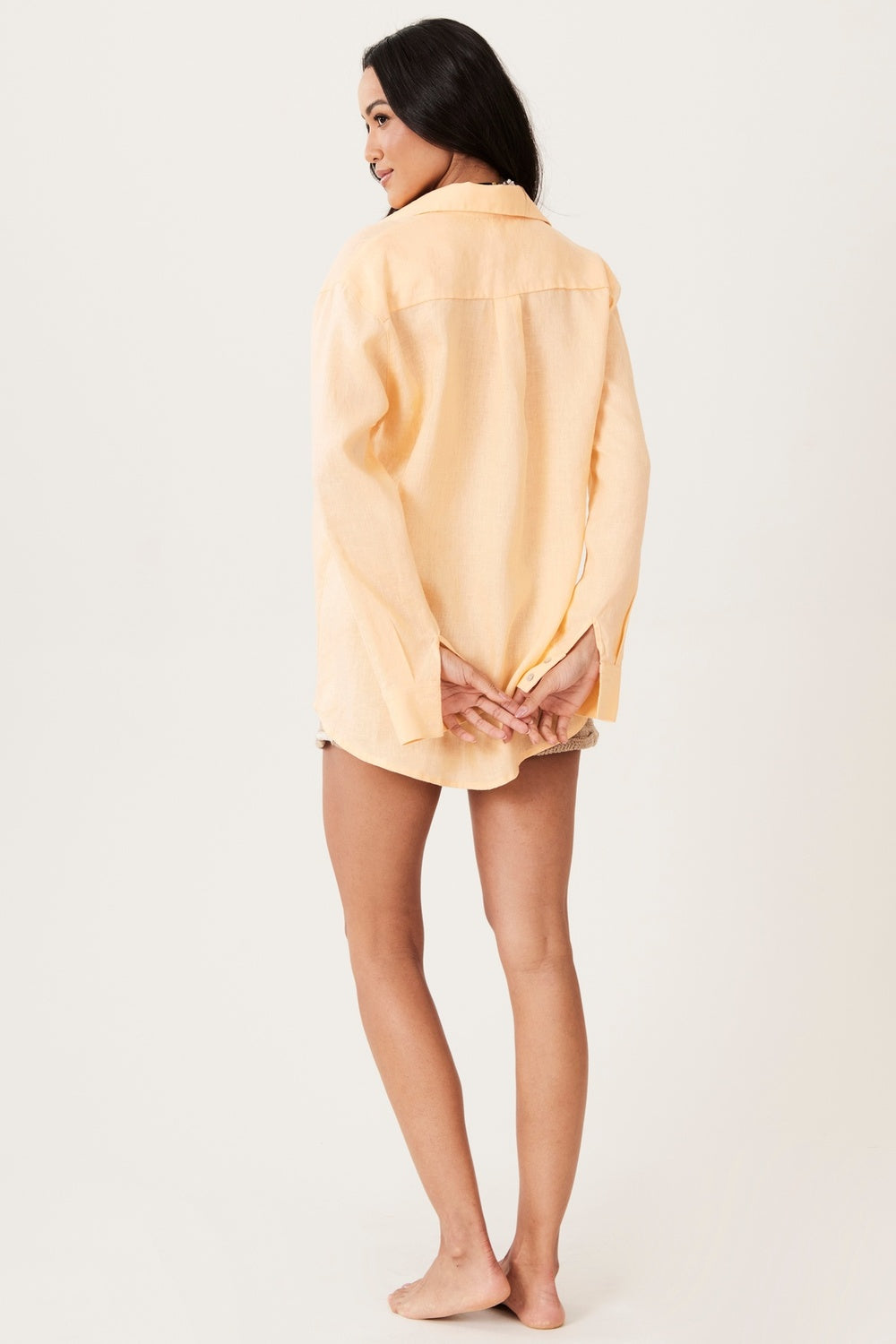 Yacamim A3/4 Light Orange Cambric 100% Linen Shirt