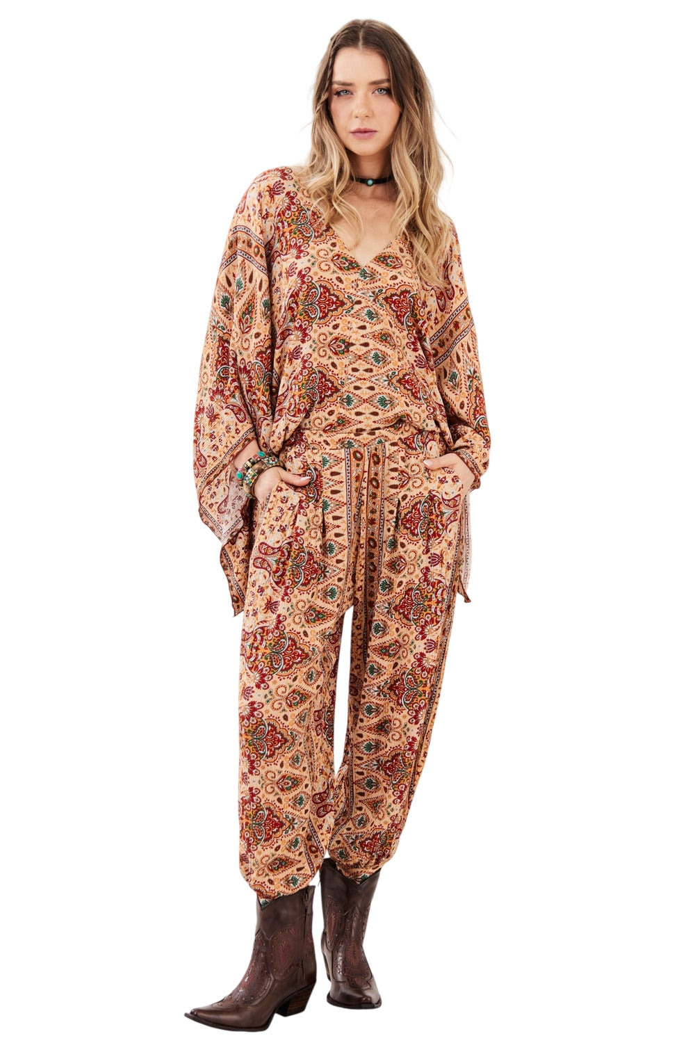 Bata Bege Estampa Paisley Yacamim A32