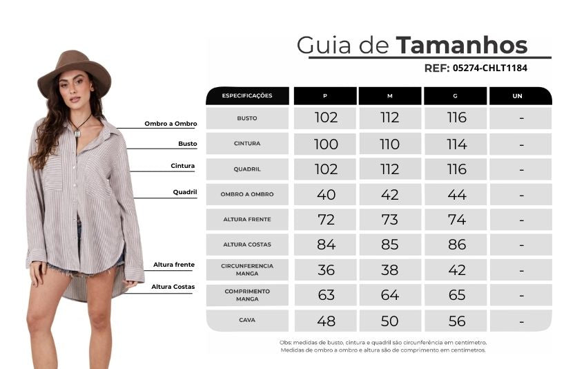 Chemise Amplo Marrom Listrado Yacamim L6