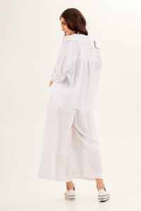 Yacamim Women's White Transparent Pantacourt Trousers with Pockets H7