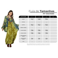 Long Green Printed Yacamim Dress with Long Sleeves E7