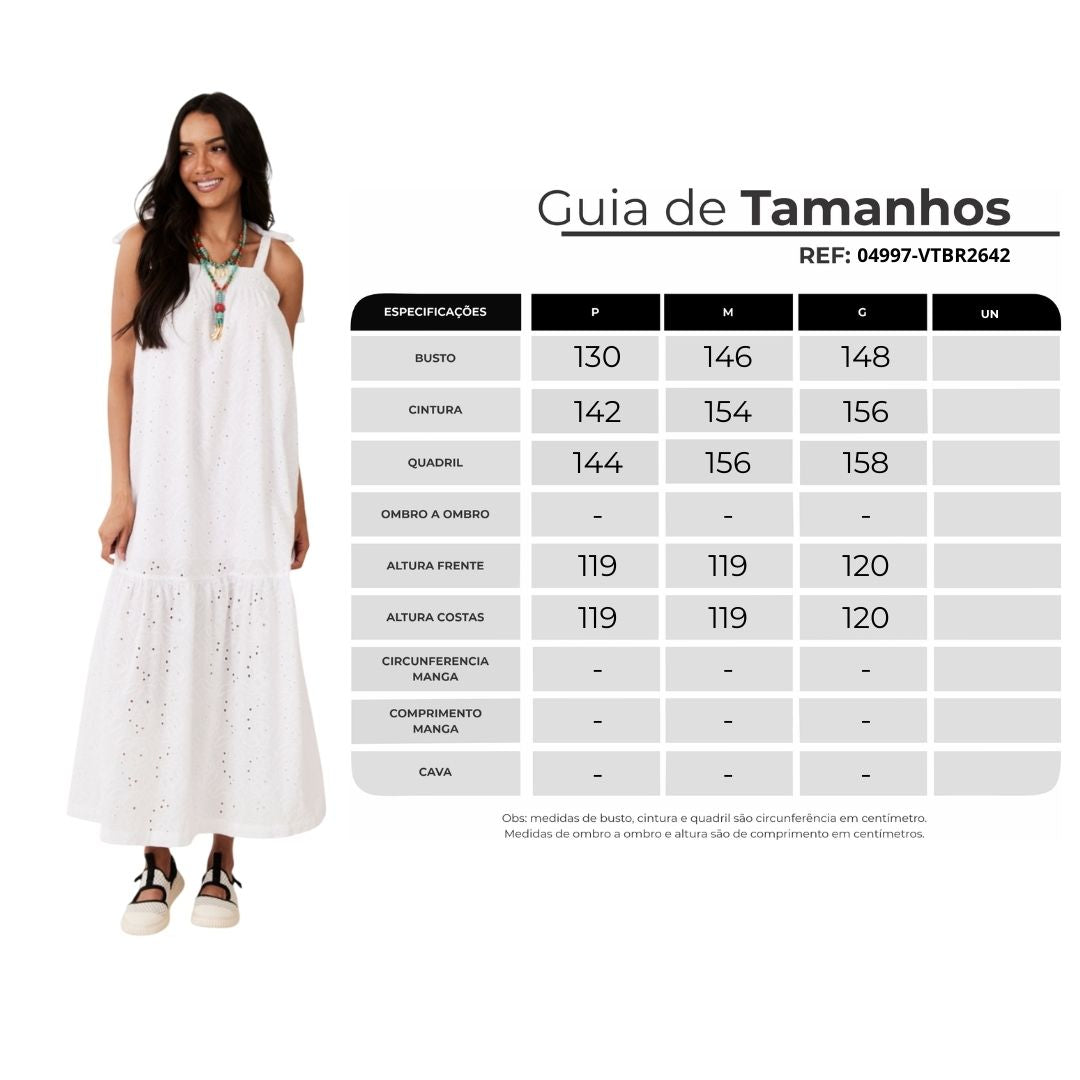 Yacamim D28 White Broderie Long Strappy Dress