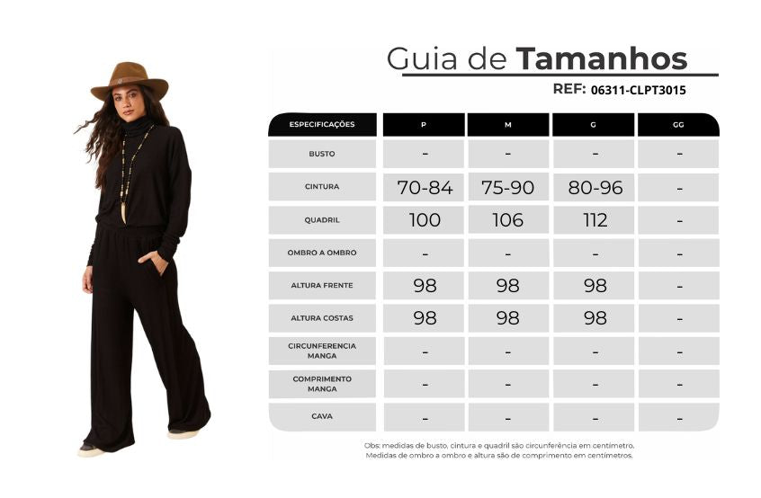 Calça Canelada Com Toma Preta Yacamim S10