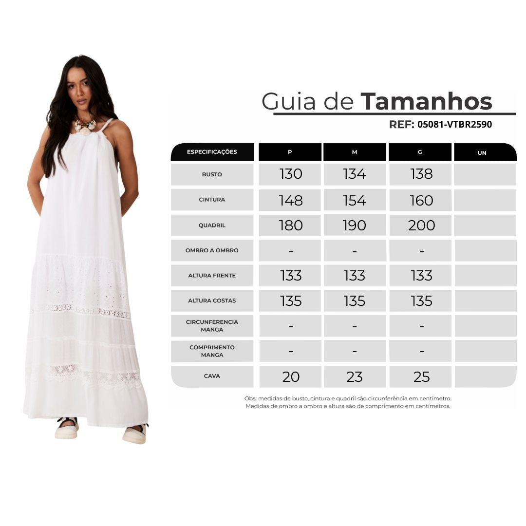 Yacamim E10 White Long Strap Dress with Lace