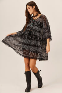 Yacamim D1 Black Paisley Tulle Tunic
