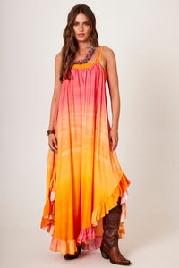 Yacamim D16 Pink and Orange Ombre Midi Slip Dress
