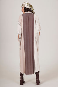 Yacamim Beige and Brown Striped Long Shirt L4