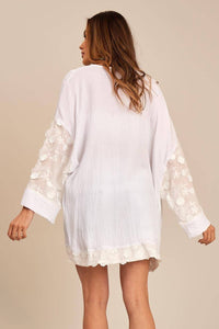 White Short Kimono with Lace Sleeves Yacamim