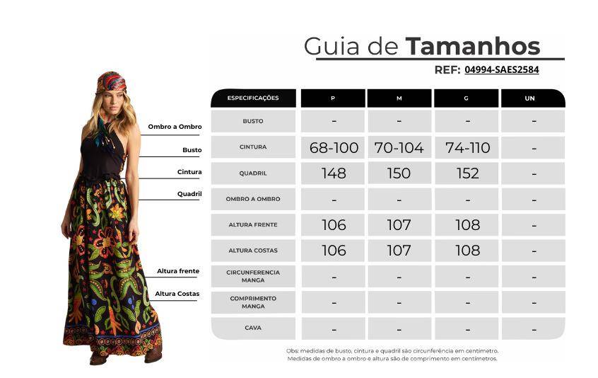 Long Skirt with Elastic Waist Black Printed Yacamim A25