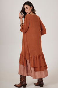 Yacamim Dark Caramel Midi Dress C22