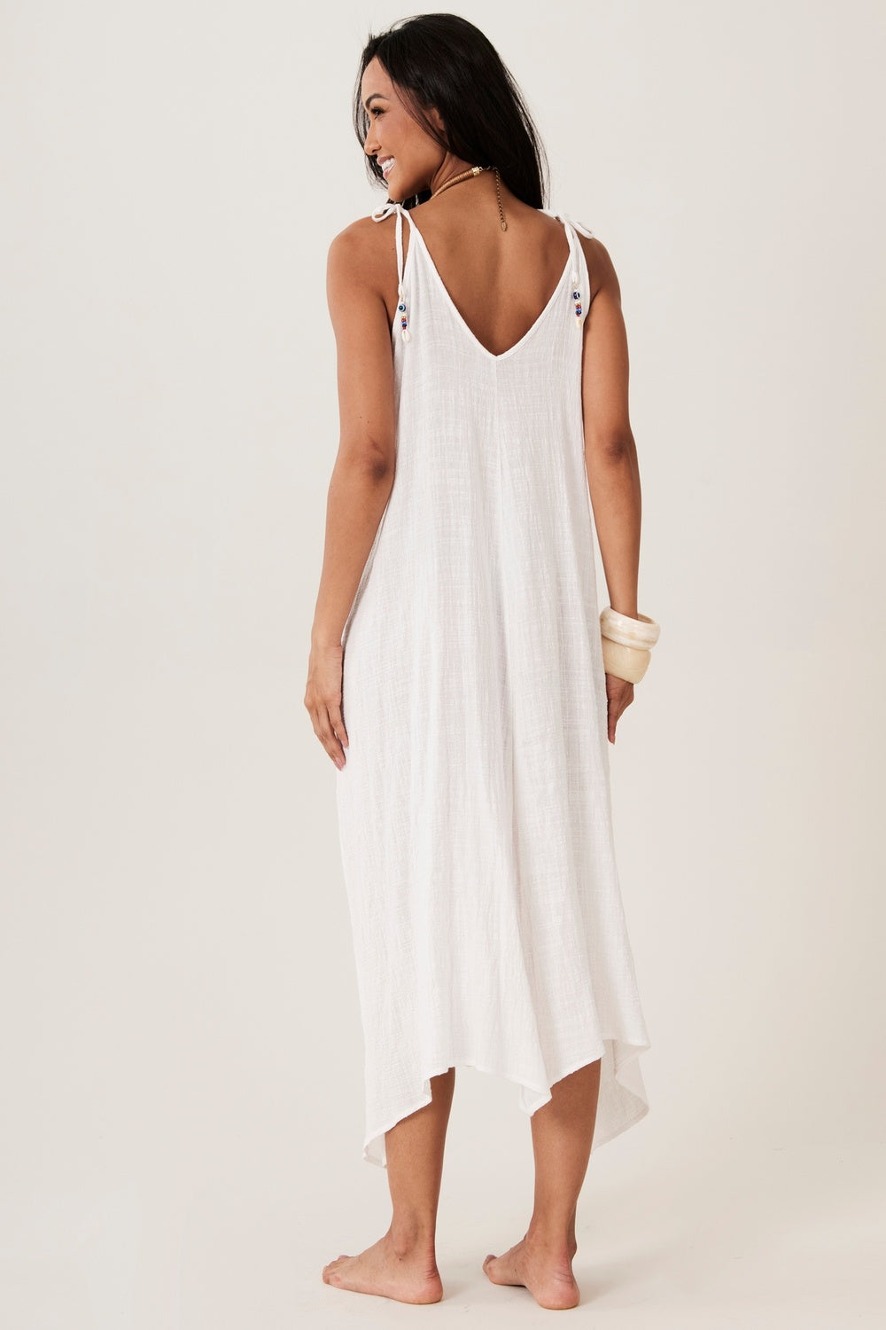 Yacamim E7 Morocco White Cotton Midi Dress